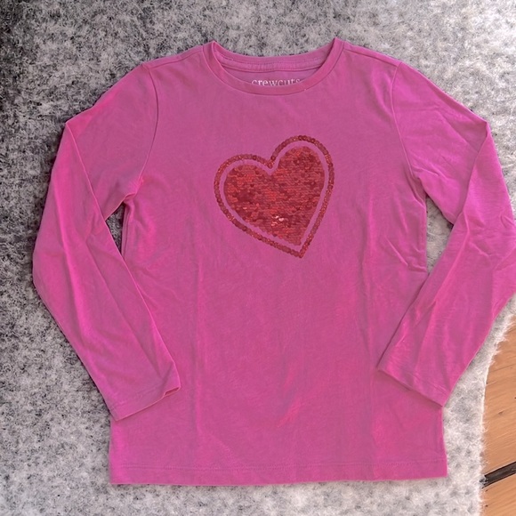 J.Crew Girls' Red Collared Sweater Lady Jacket—On Holiday Tee—Heart Sequin Tee - Picture 8 of 12